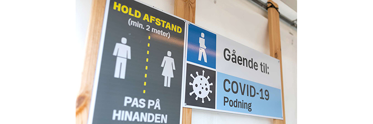 Skilt ved coronatest