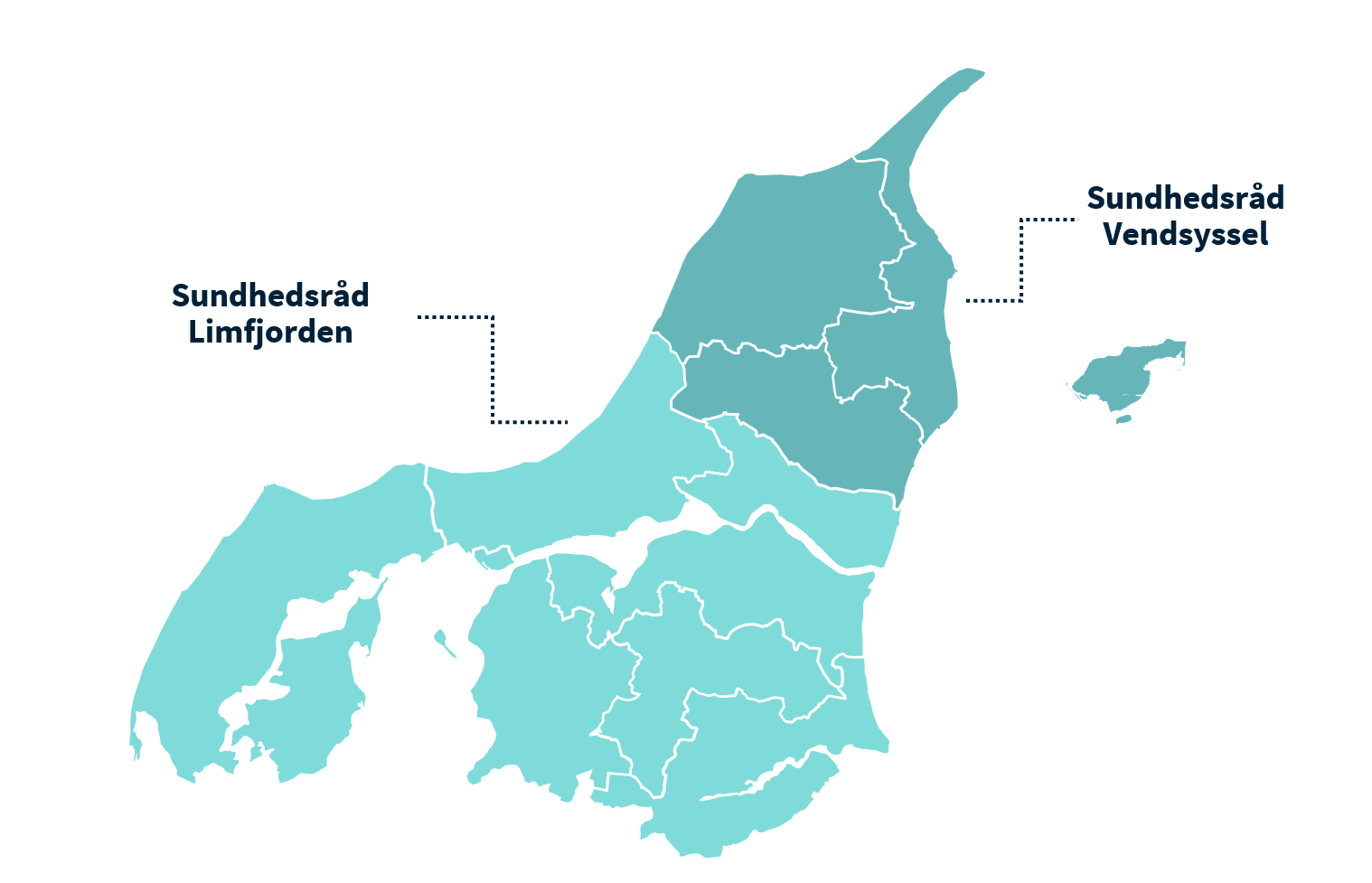 Kort over dækning af de to Sundhedsråd