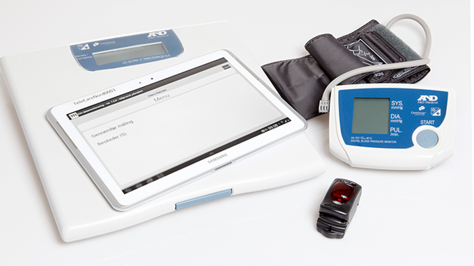 KOL Telekit; tablet, touch-pen, vægt, blodtryks- og iltmåler 
